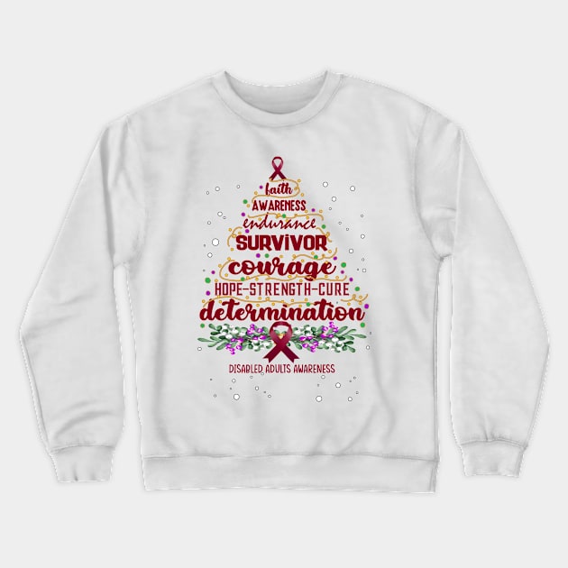 Disabled Adults Awareness - christmas tree hope cure Crewneck Sweatshirt by Benjie Barrett